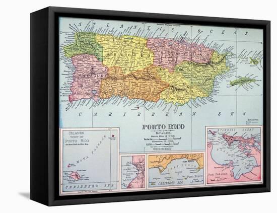 Map: Puerto Rico, 1900-null-Framed Premier Image Canvas