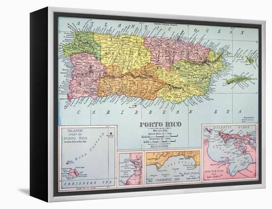 Map: Puerto Rico, 1900-null-Framed Premier Image Canvas