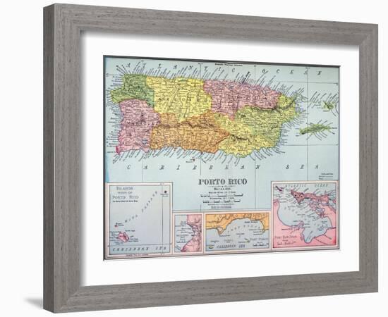 Map: Puerto Rico, 1900-null-Framed Giclee Print