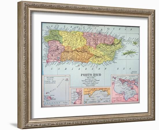 Map: Puerto Rico, 1900-null-Framed Giclee Print