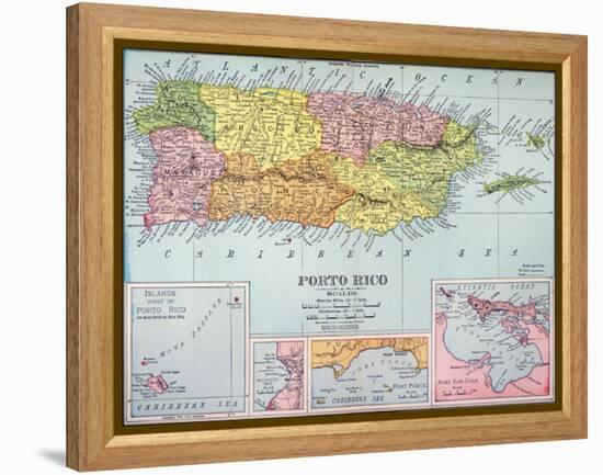 Map: Puerto Rico, 1900-null-Framed Premier Image Canvas