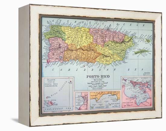 Map: Puerto Rico, 1900-null-Framed Premier Image Canvas