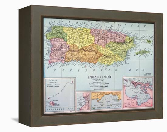 Map: Puerto Rico, 1900-null-Framed Premier Image Canvas