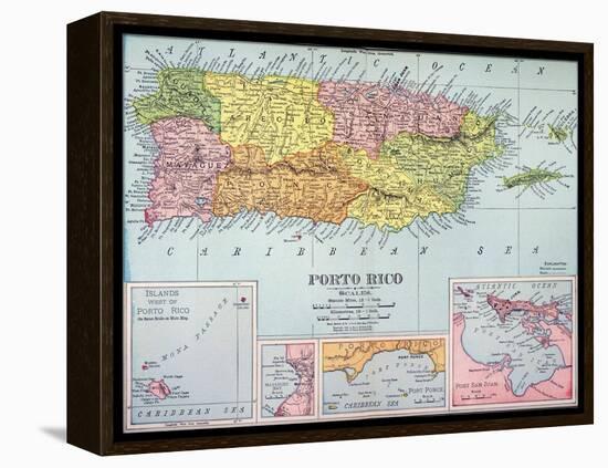 Map: Puerto Rico, 1900-null-Framed Premier Image Canvas