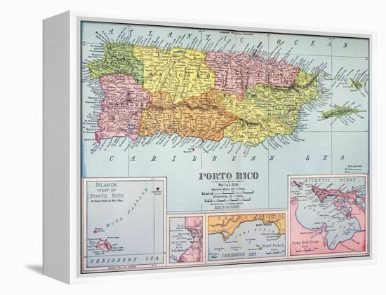 Map: Puerto Rico, 1900-null-Framed Premier Image Canvas