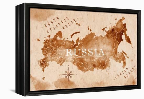 Map Russia Retro-anna42f-Framed Stretched Canvas