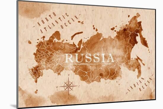 Map Russia Retro-anna42f-Mounted Art Print