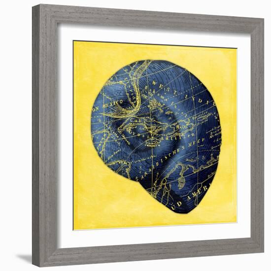 Map Shel l2 Y Indigo-Jace Grey-Framed Art Print