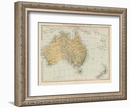 Map Showing Australia Tasmania New Zealand and Neighbouring Islands-null-Framed Photographic Print