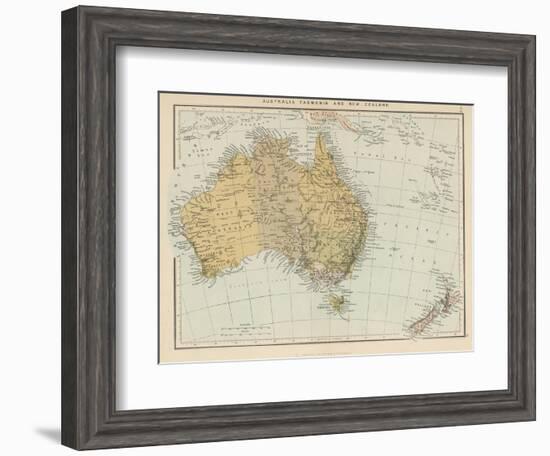 Map Showing Australia Tasmania New Zealand and Neighbouring Islands-null-Framed Photographic Print