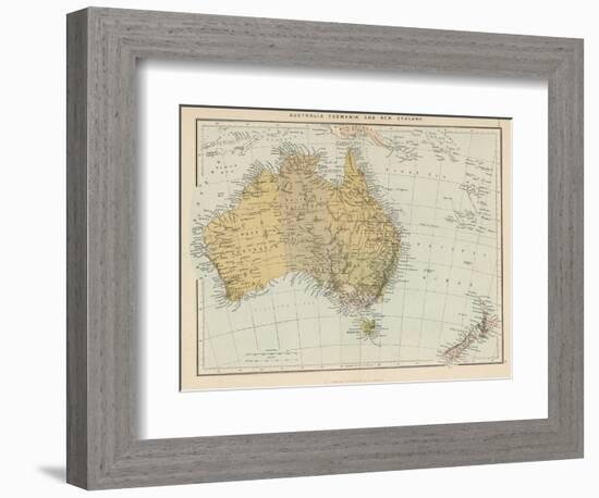 Map Showing Australia Tasmania New Zealand and Neighbouring Islands-null-Framed Photographic Print