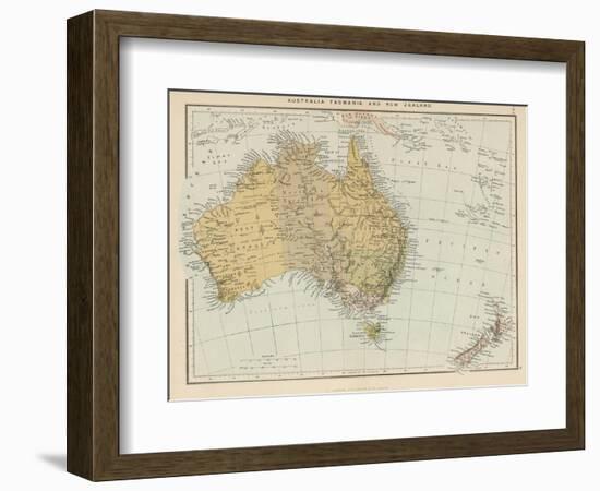 Map Showing Australia Tasmania New Zealand and Neighbouring Islands-null-Framed Photographic Print