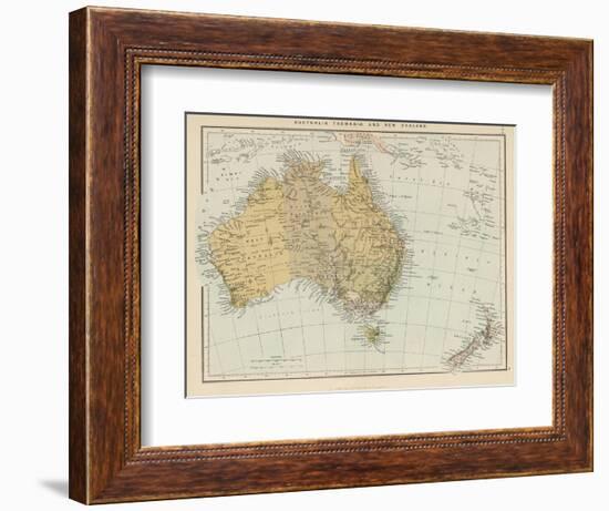 Map Showing Australia Tasmania New Zealand and Neighbouring Islands-null-Framed Photographic Print