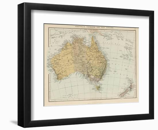 Map Showing Australia Tasmania New Zealand and Neighbouring Islands-null-Framed Photographic Print