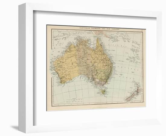 Map Showing Australia Tasmania New Zealand and Neighbouring Islands-null-Framed Photographic Print