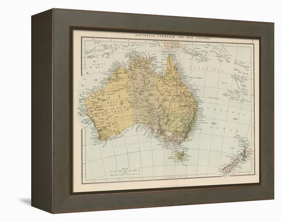 Map Showing Australia Tasmania New Zealand and Neighbouring Islands-null-Framed Premier Image Canvas