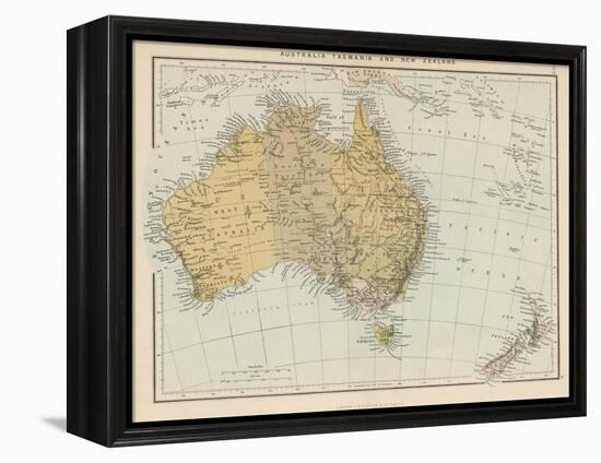 Map Showing Australia Tasmania New Zealand and Neighbouring Islands-null-Framed Premier Image Canvas