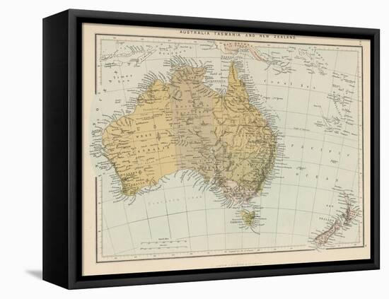 Map Showing Australia Tasmania New Zealand and Neighbouring Islands-null-Framed Premier Image Canvas