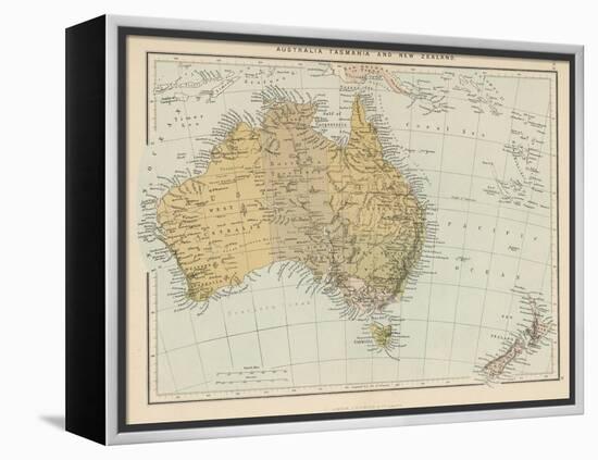 Map Showing Australia Tasmania New Zealand and Neighbouring Islands-null-Framed Premier Image Canvas