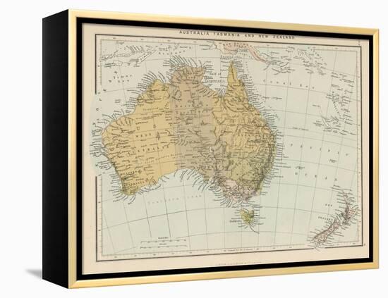 Map Showing Australia Tasmania New Zealand and Neighbouring Islands-null-Framed Premier Image Canvas