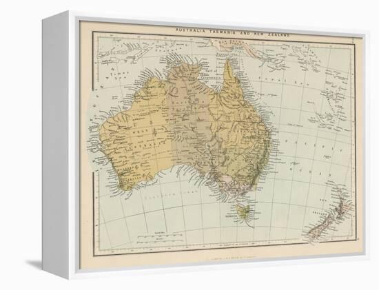 Map Showing Australia Tasmania New Zealand and Neighbouring Islands-null-Framed Premier Image Canvas