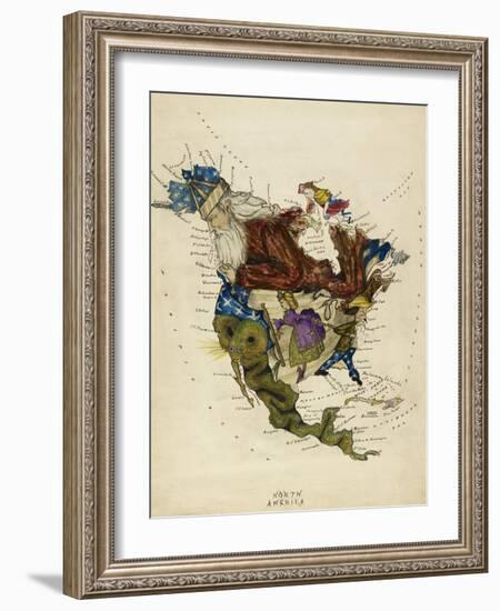 Map Showing North America As a Collection Of Fairy Tale Characters.-Lilian Lancaster-Framed Giclee Print