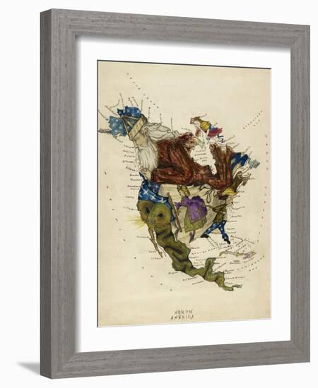 Map Showing North America As a Collection Of Fairy Tale Characters.-Lilian Lancaster-Framed Giclee Print