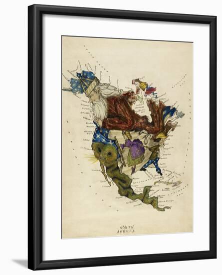 Map Showing North America As a Collection Of Fairy Tale Characters.-Lilian Lancaster-Framed Giclee Print