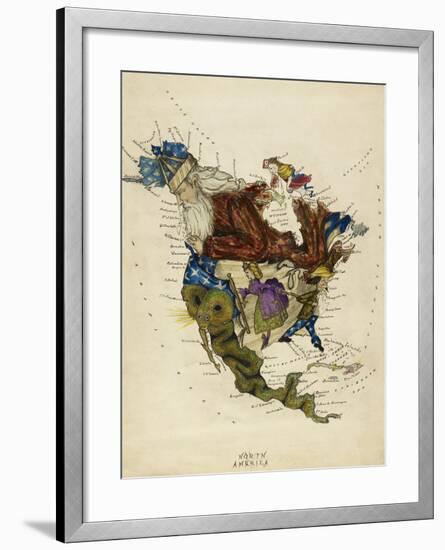 Map Showing North America As a Collection Of Fairy Tale Characters.-Lilian Lancaster-Framed Giclee Print