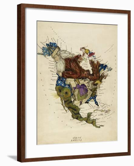 Map Showing North America As a Collection Of Fairy Tale Characters.-Lilian Lancaster-Framed Giclee Print