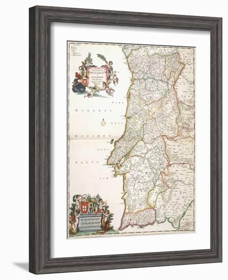 Map Showing Portugal, C.1680-Frederik de Wit-Framed Premium Giclee Print