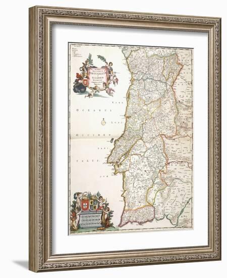 Map Showing Portugal, C.1680-Frederik de Wit-Framed Giclee Print