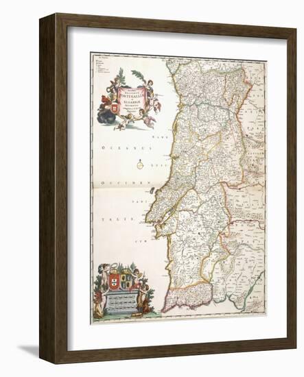 Map Showing Portugal, C.1680-Frederik de Wit-Framed Giclee Print