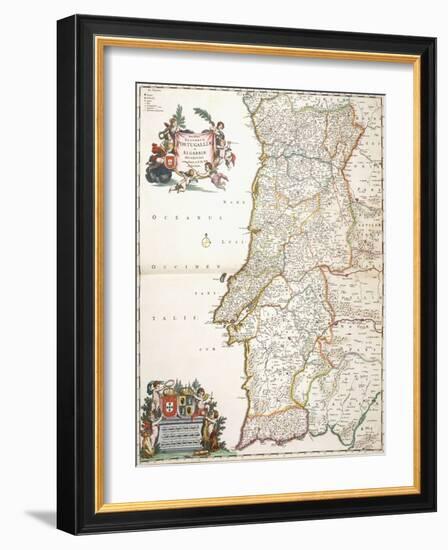 Map Showing Portugal, C.1680-Frederik de Wit-Framed Giclee Print