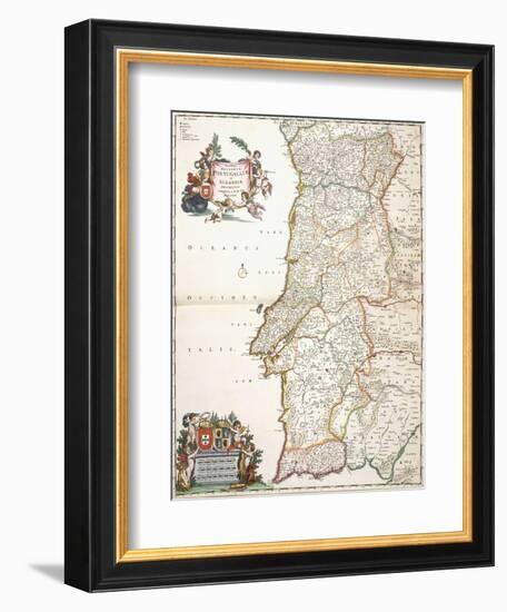 Map Showing Portugal, C.1680-Frederik de Wit-Framed Giclee Print