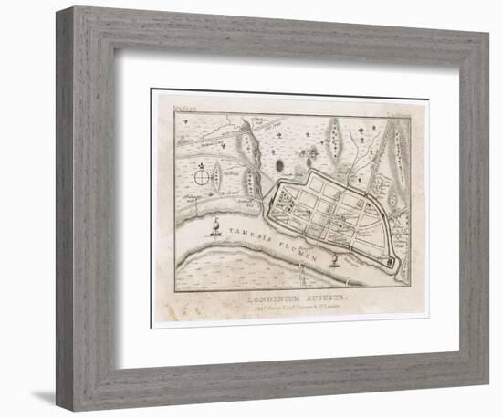 Map Showing Roman London (Londinium) with Its Grid of Straight Roads-null-Framed Photographic Print