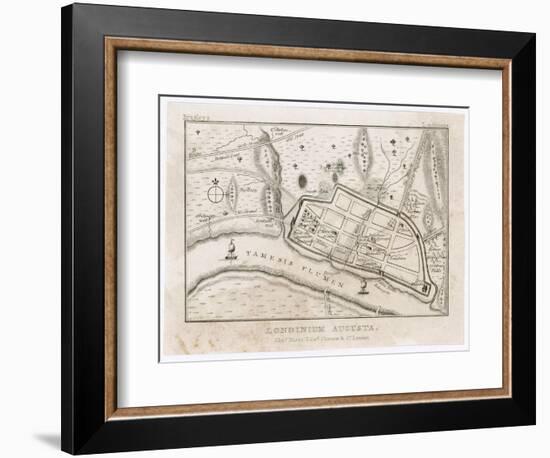 Map Showing Roman London (Londinium) with Its Grid of Straight Roads-null-Framed Photographic Print