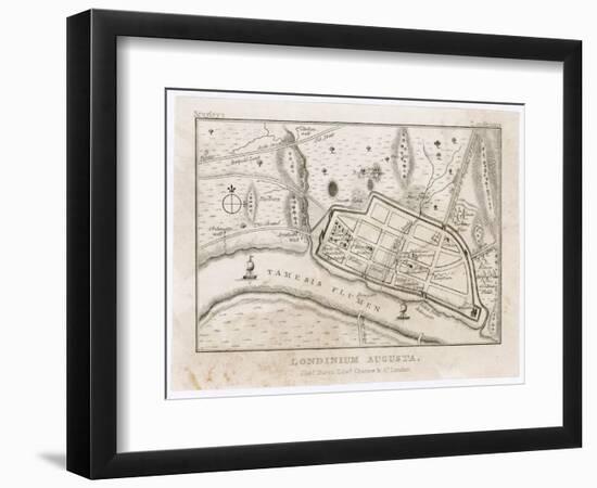 Map Showing Roman London (Londinium) with Its Grid of Straight Roads-null-Framed Photographic Print