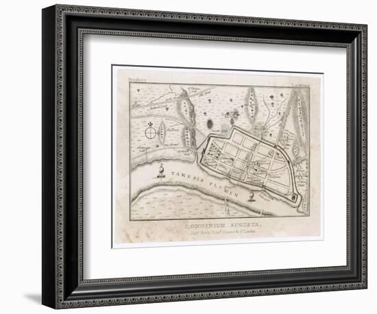 Map Showing Roman London (Londinium) with Its Grid of Straight Roads-null-Framed Photographic Print