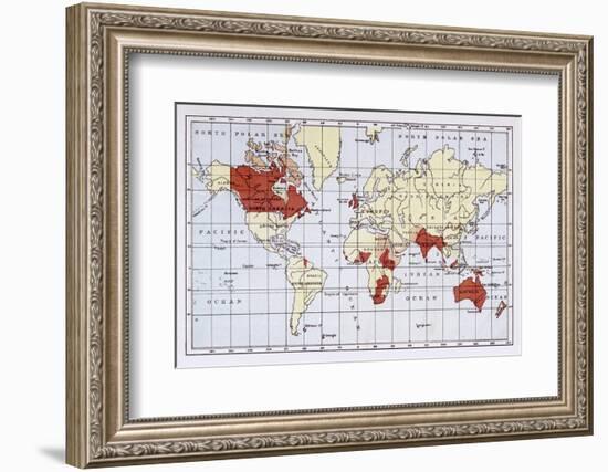 Map Showing the British Empire Coloured in Red-null-Framed Photographic Print