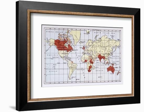 Map Showing the British Empire Coloured in Red-null-Framed Photographic Print
