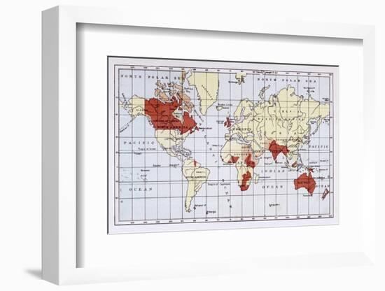 Map Showing the British Empire Coloured in Red-null-Framed Photographic Print