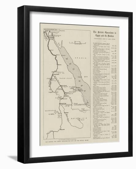 Map Showing the British Operations in Egypt and the Soudan, 1882-1898-null-Framed Giclee Print