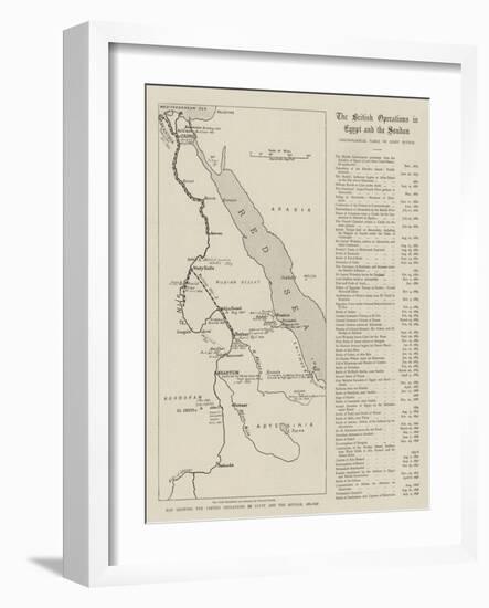 Map Showing the British Operations in Egypt and the Soudan, 1882-1898-null-Framed Giclee Print