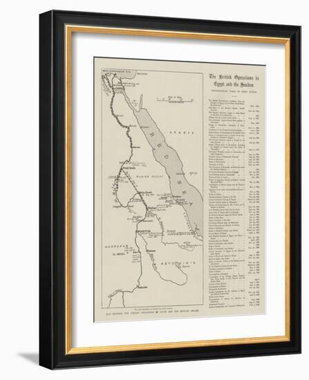 Map Showing the British Operations in Egypt and the Soudan, 1882-1898-null-Framed Giclee Print