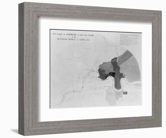 Map Showing the Distribution of Deaths from Cholera in the Registration Districts of London, 1866-null-Framed Giclee Print