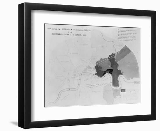 Map Showing the Distribution of Deaths from Cholera in the Registration Districts of London, 1866-null-Framed Giclee Print