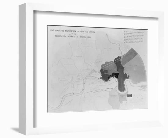 Map Showing the Distribution of Deaths from Cholera in the Registration Districts of London, 1866-null-Framed Giclee Print