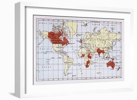 Map Showing the Extent of the British Empire Circa 1880-null-Framed Art Print