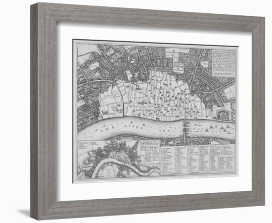 Map Showing the Extent of the Damage Caused by the Great Fire of London, 1666-Wenceslaus Hollar-Framed Giclee Print